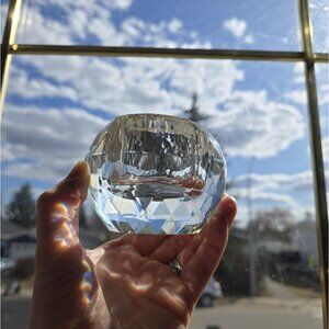 Oleg Cassini Faceted Crystal Votive Holder Heavy Prismatic Glass Candleholder